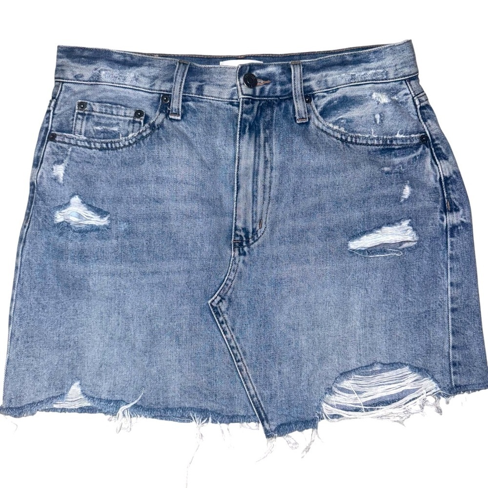 Pistola Distressed Denim Mini Skirt / Blue Jean Skirt Size 29 - Picture 3 of 6